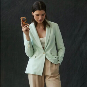 Anthropologie Maeve Afterparty Menswear Blazer in Moss